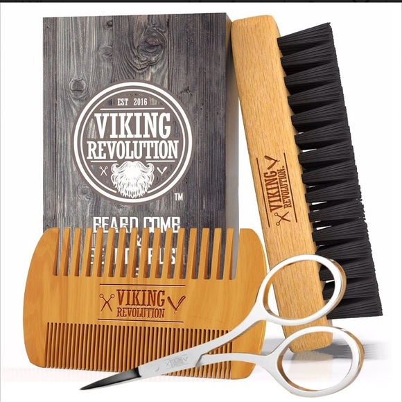 2 Pack NIB Beard Comb & Brush Set w/ Travel Pouch - Picture 1 of 4
